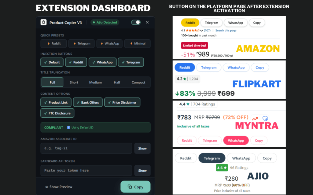 Product Details Copier Chrome extension button